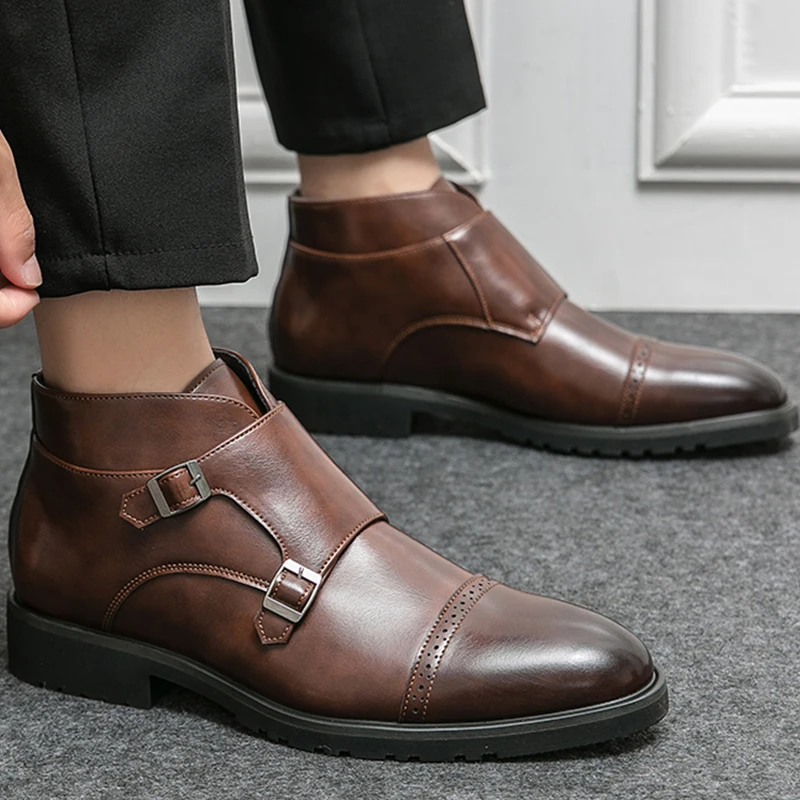 

Leather Ankle Boots Men Formal Social Party Boots Men Britain Chelsea Boots Men Fashion Casual Men's Dress Leather Shoes Boots