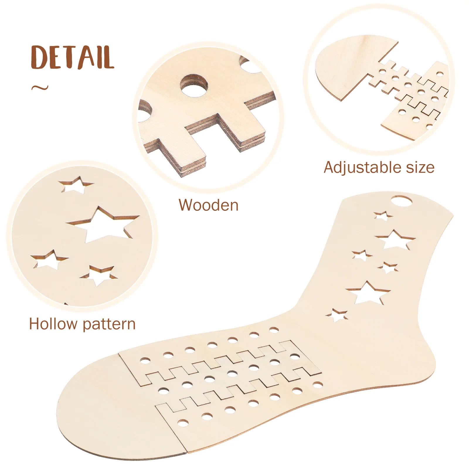 DIY Sock Blockers Wood Woven Stocking Display Models Molds Socks for Knitting Hollow Hand Kit