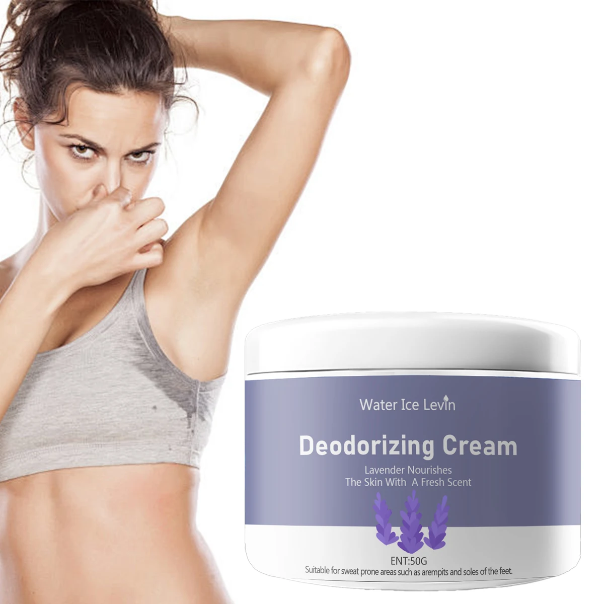 

Water Ice Levin Deodorizing Cream Stops Stickiness, Fights Odor, Absorbs Moisture Lavender Freshness for Underarms and Feet.