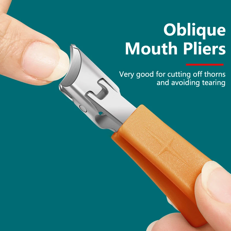 Cortauñas con apertura de mandíbula grande, cortador de uñas inclinado duro y grueso, herramientas de manicura de acero inoxidable, cortador de dedos, antisalpicaduras