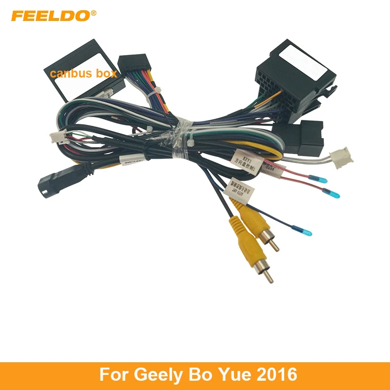 

FEELDO Car Audio 16PIN DVD Player Power Calbe USB Adapter With Canbus Box For Geely Bo Yue 2016 Stereo Plug Wiring Harness