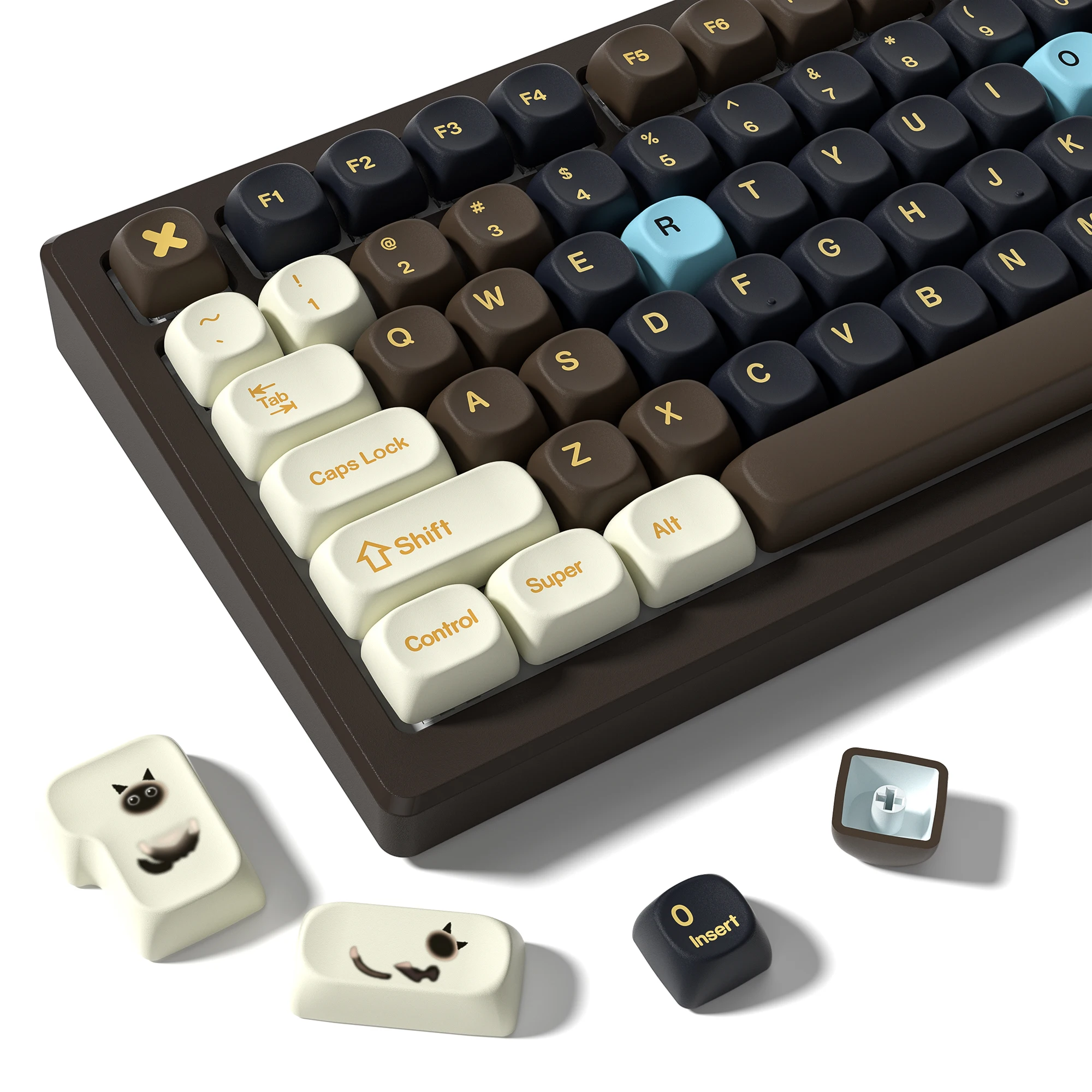 

130 клавиш Brown Sugar Tapioca MOA Profile PBT колпачки для клавиш Dye Sub колпачки для игровой механической клавиатуры 61/87/104 Cherry MX Switch