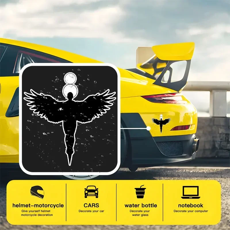 1PC 멋진 천사 실루엣 데칼 - 방수 내구성 신성한 분위기 - 자동차 노트북 휴대폰을 위한 독특한 개인화