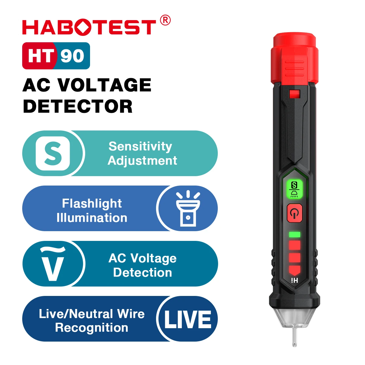 HABOTEST HT90 HT100 HT100P HT101 Non-Contact AC Voltage Tester 12-300V Digital Voltage Detector Screwdriver Electric Test Pen