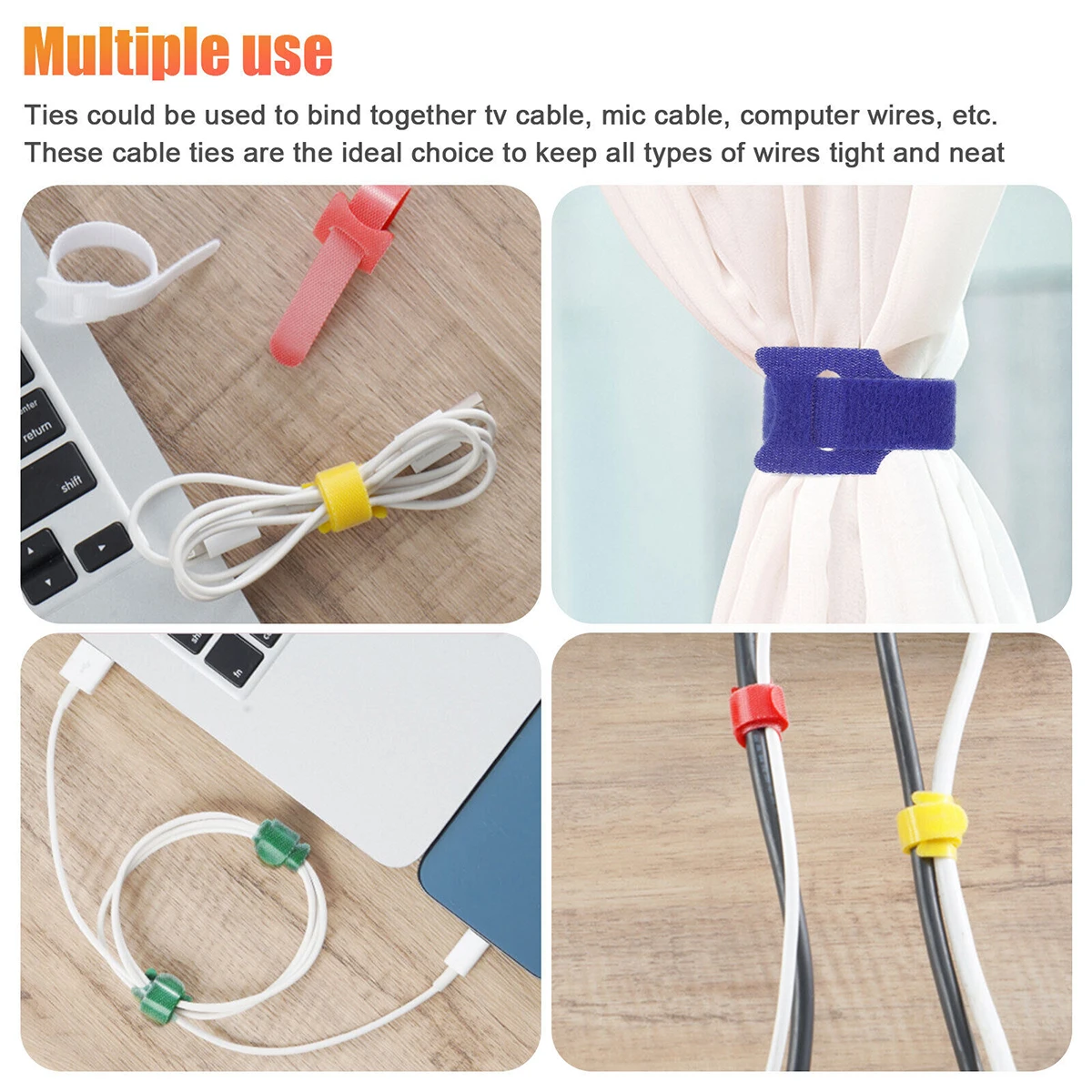 1/10/50/100/200pcs Reusable Cable Ties Plastics Nylon Hook Loop Wrap Zip Bundle Fastener Straps Detachable T-type Wire Organizer