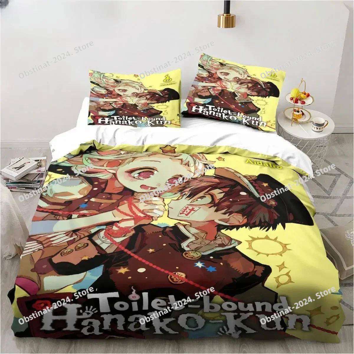 

3D Anime Toilet-Bound Hanako-kun Bedding Set Printed single Comforter Quilt Duvet Cover Pillow Case 3 Pieces Set Kids Adult Size