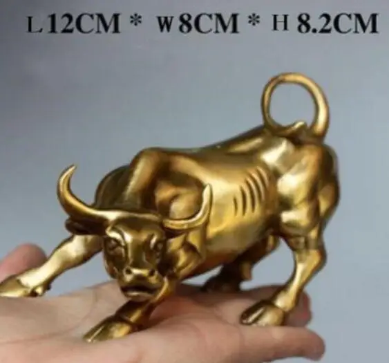 Tembaga Satue Besar Wall Street Perunggu Sengit Banteng Ox Patung 12*8*8 Cm