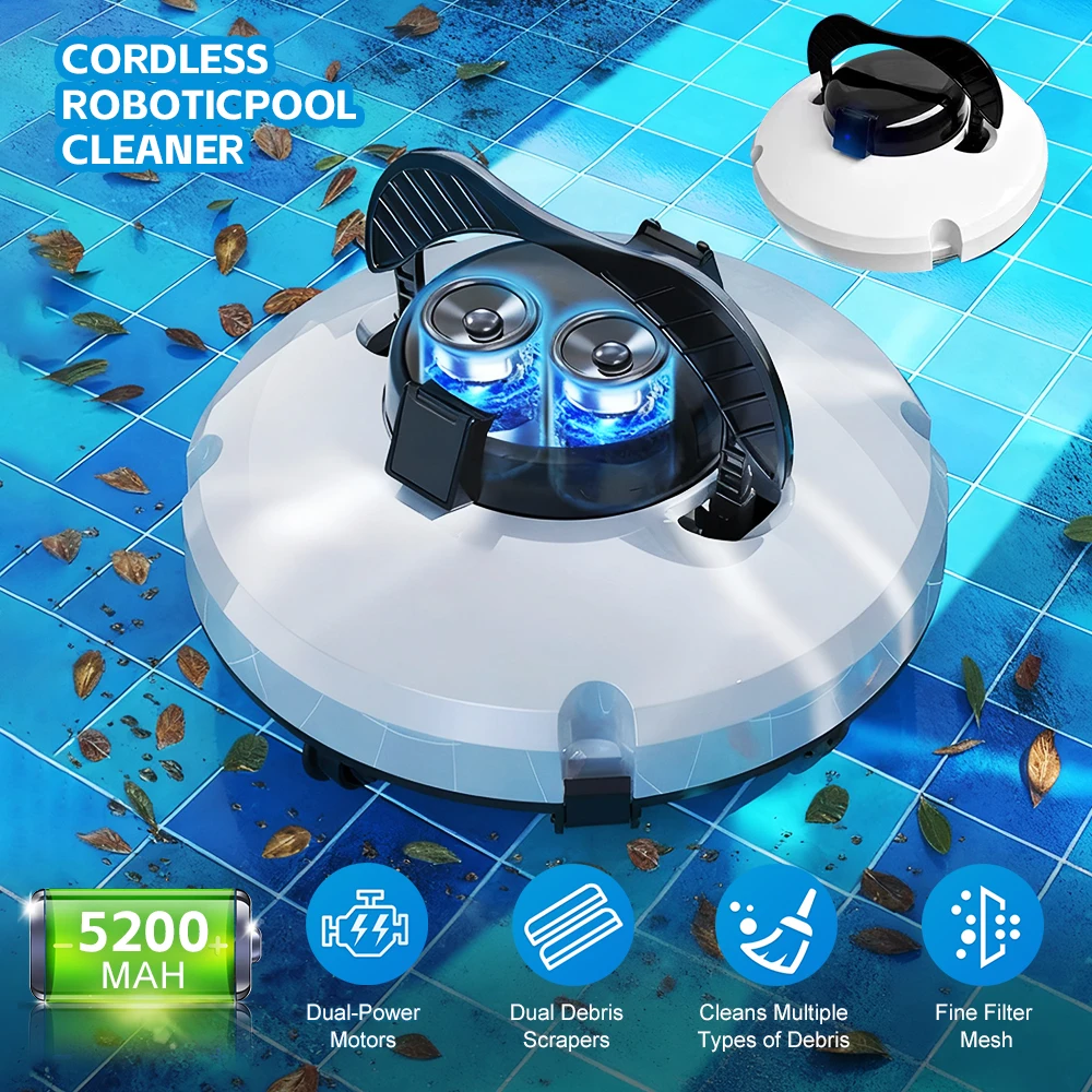 自動ロボットプール掃除機 ミニポータブルプール床掃除ロボット 5200mAh コードレスプール底汚れ洗浄機