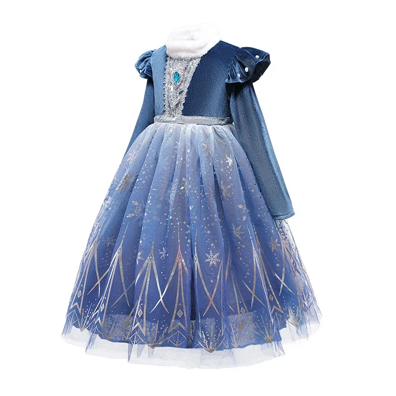 Robe de princesse Elsa de la Reine des Neiges pour fille, vêtements de cosplay, costume d'Halloween et de Noël, 2-8T