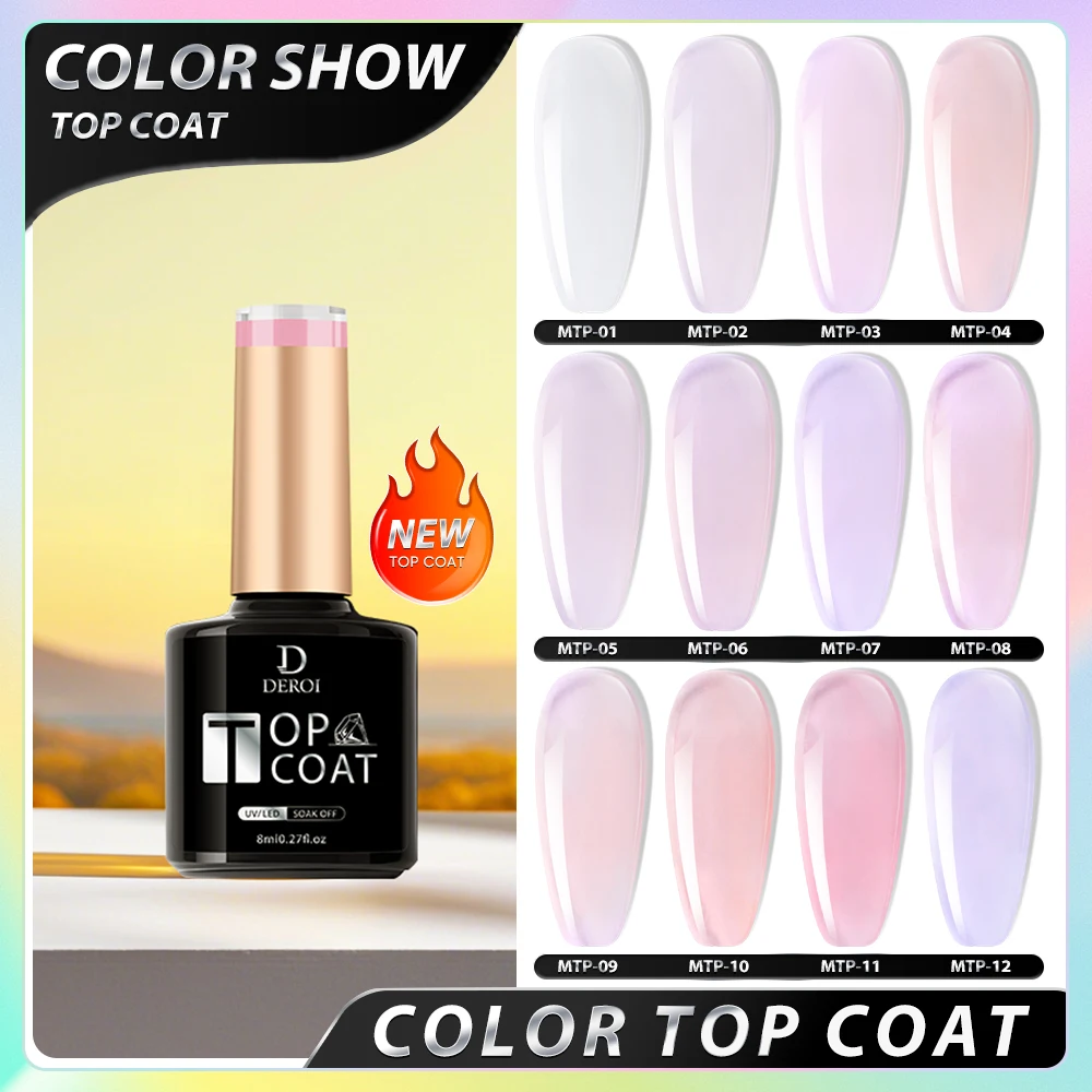 CNails No Wipe Gel Top Coat Glitter Solid Toppcoat Matte Nude Top Coat Auroral Smalto Soak Off Flake UV Gel Polish Nail Art 8ml