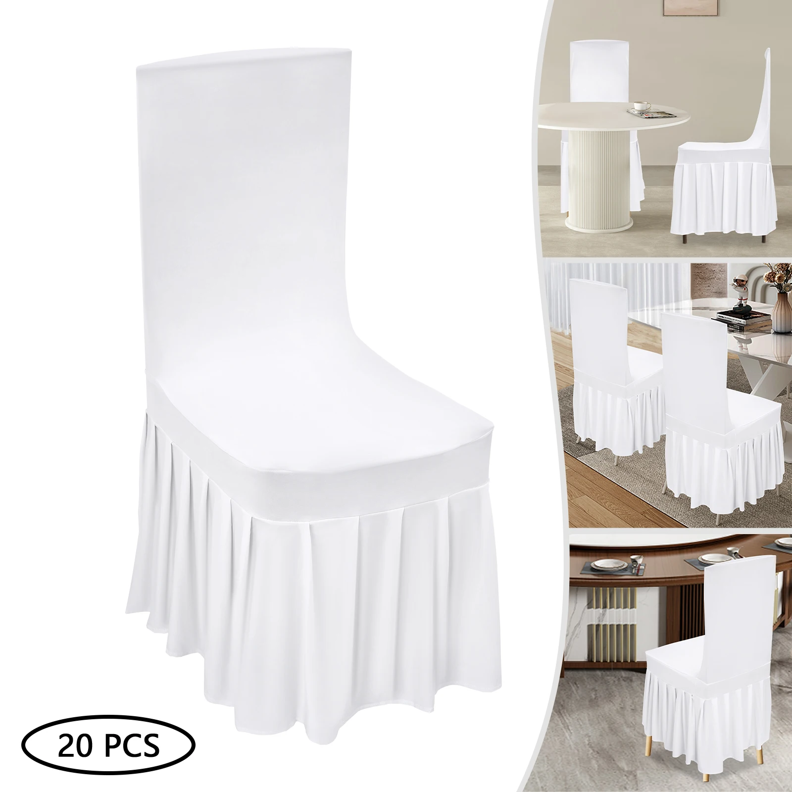 

Chair Slipcovers with Skirt, 20 Pieces Chair Covers Chair Slipcovers Removable & Washable Wedding Stretch Chair Cover Protectors