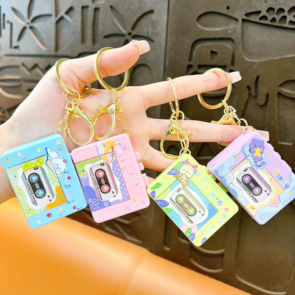 Mini Retro Recorder Keychain Creative Cartoon Tape-shaped Schoolbag Pendant