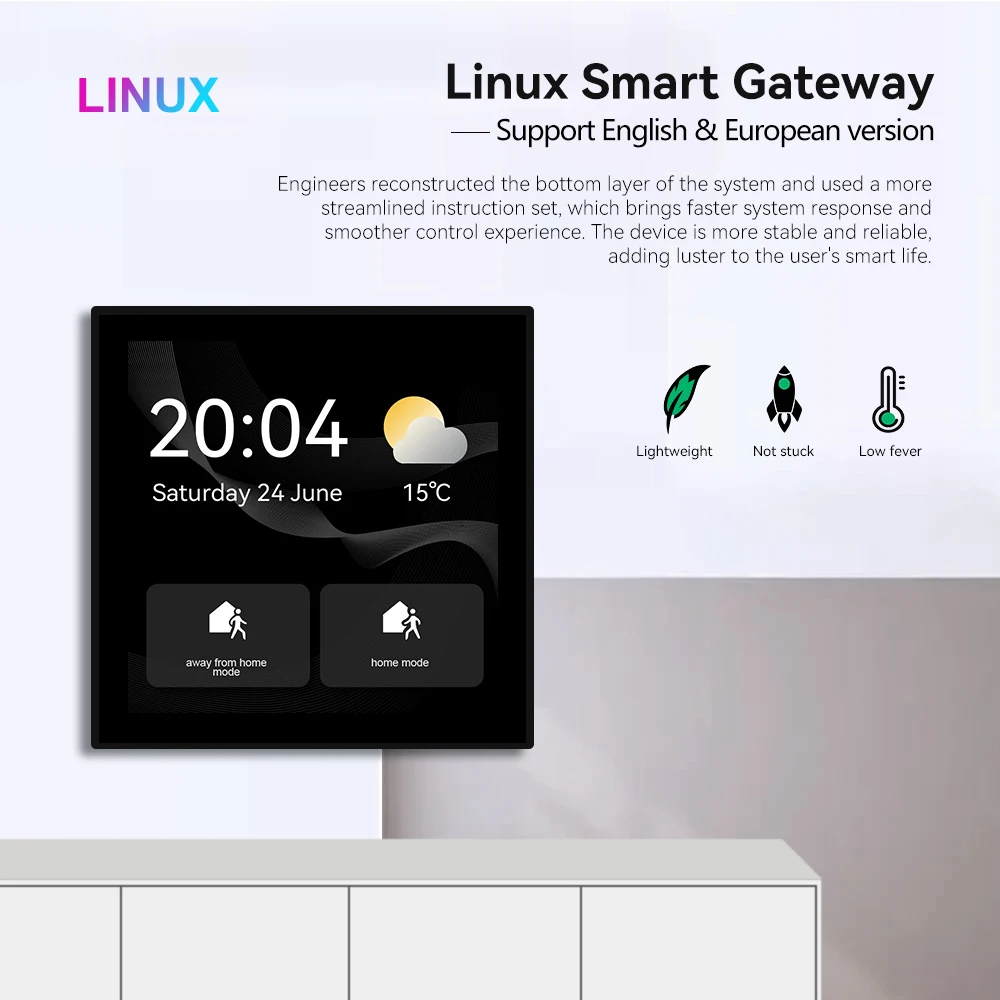 2022 New Arriving Golden Security for Smart Switch 4 Inch Zigbee Gateway with WiFi & Ethernet 10A Smart Life App Control