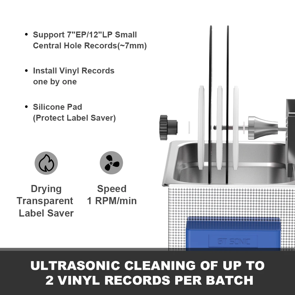 Ultrasonic cleaner 6.5L with Bracket for Cleaning LP 12inch Vinyl Record