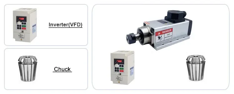 0.75KW Square Air Cooling MTC Spindle Motor 12000/18000RPM For Engraving Milling Drilling Grooving