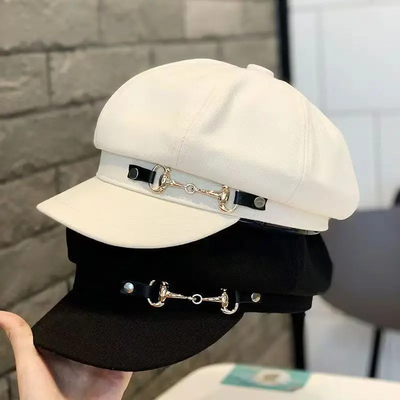 

Japanese retro octagonal hat autumn and winter women's hat small Chanel style octagonal hat flat top beret