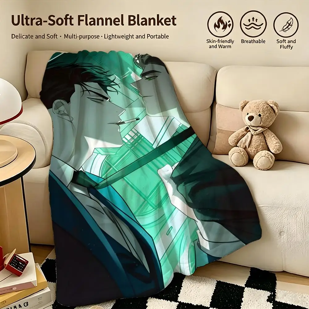 comic U-Under the Green Light-t Throw Warm Soft Flannel Blanket, Multi-use for Sofa Bed Camping Travel Nap