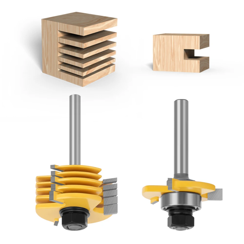 LAVIE 6-teiliges T-förmiges Nutfräser-Set, Kugellagergeführter Schlitzfräser, Holzfräser für Zinkenverbindungen 8mm 12mm 1/2 Zoll Schaft – Detail 10