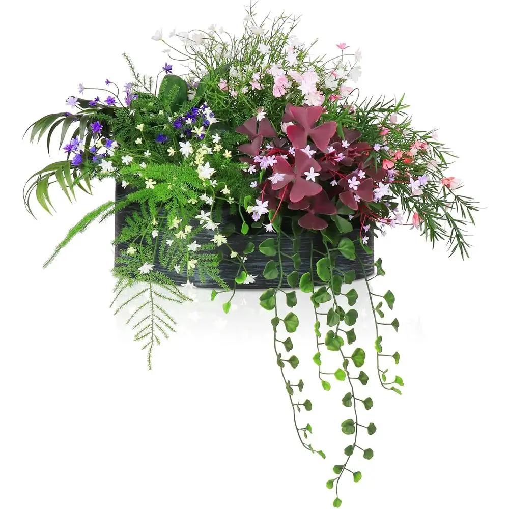 

Набор искусственных растений 6-в-1: аспарагус, папоротник, оксалис, гипсофила и трава для дома и улицы, для декора интерьера