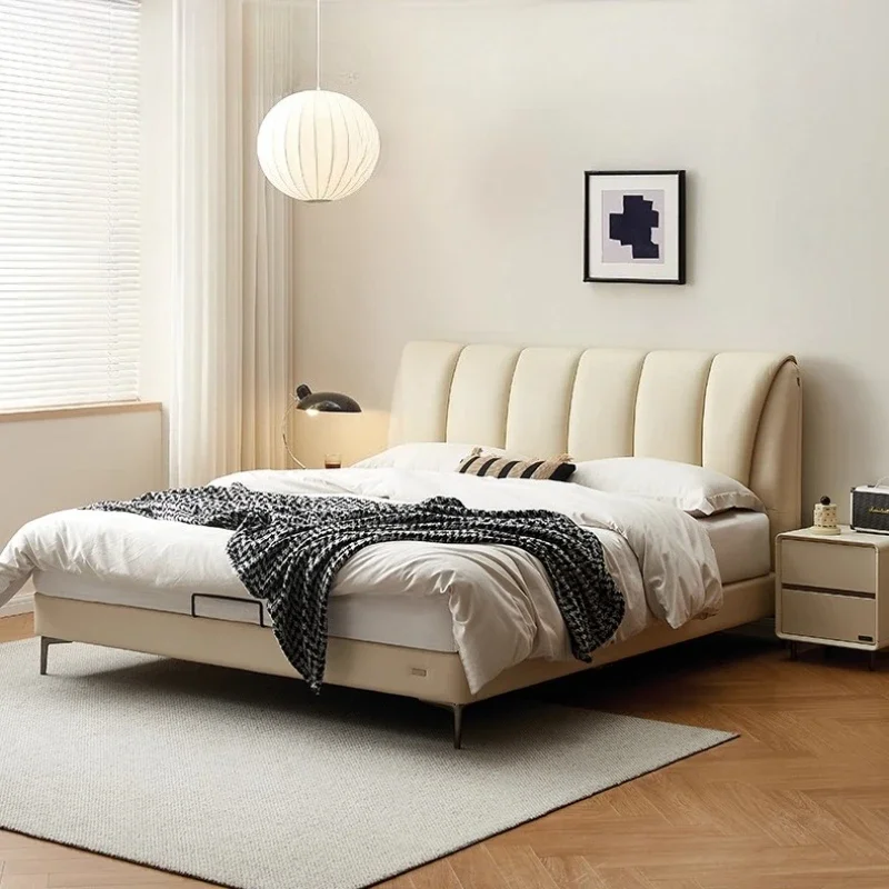 

150x200cm 180x200cm Cream Organ Keys Soft Bag Leather Bed Full Bed With Mattress Double Bed Beds King Sizes Frame Twin Bedroom