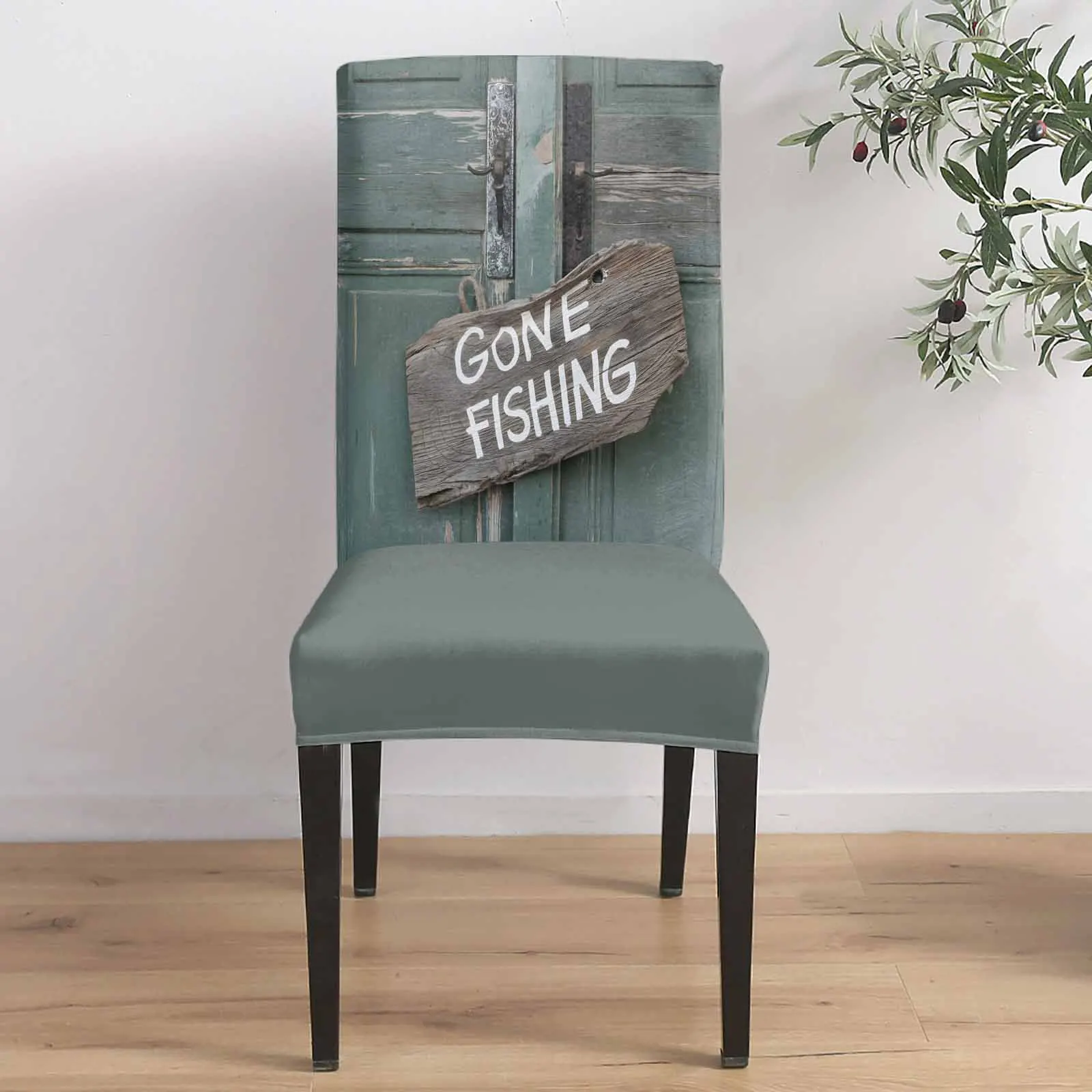 

Vintage Country Farmhouse Door 4/6/8PCS Spandex Elastic Chair Case For Wedding Hotel Banquet Dining Room