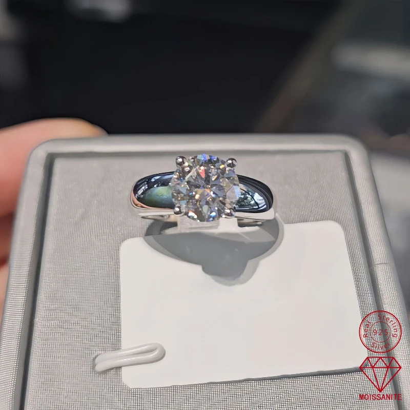 Anillo solitario de diamante moissanita de Color 3Ct D, Plata de Ley 925, anillos de boda para fiesta para mujeres y hombres, joyería de compromiso