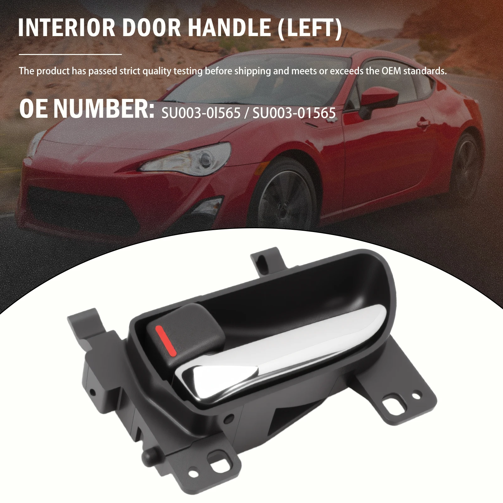 SU003-0l565 مقبض الباب الداخلي الأيسر من الكروم الأسود لسيارة Toyota 86/Scion FR-S/Subaru BRZ 13-20 Legacy/Outback 10-19 Forester 09-18