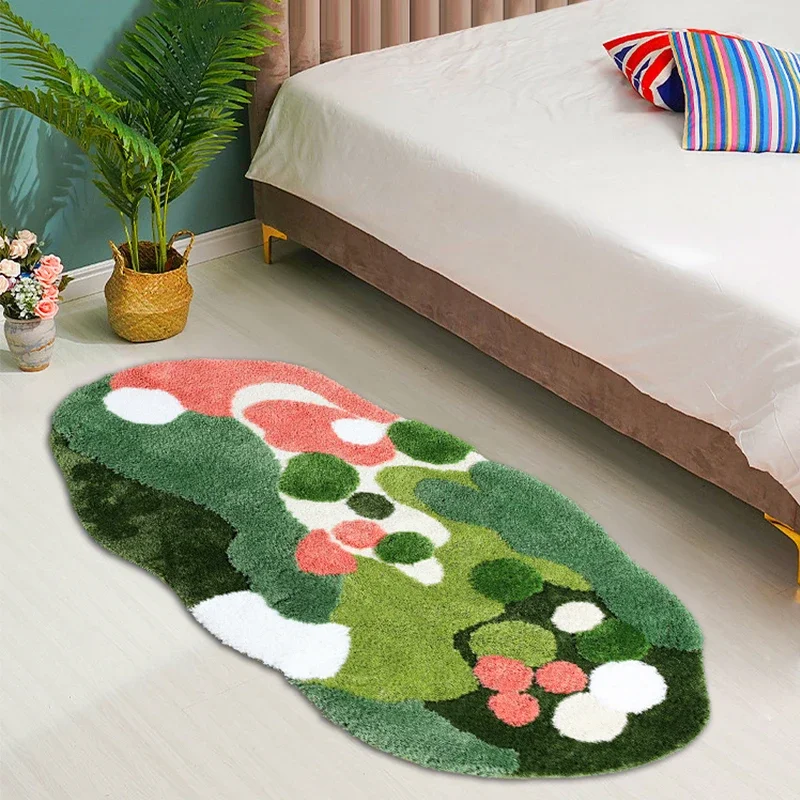 Original Design 3D Moss Area Rug for Living Room Green Moss Carpet Bedroom Bedside Floor Mat Anti-slip Modern Shaggy Home Rugs