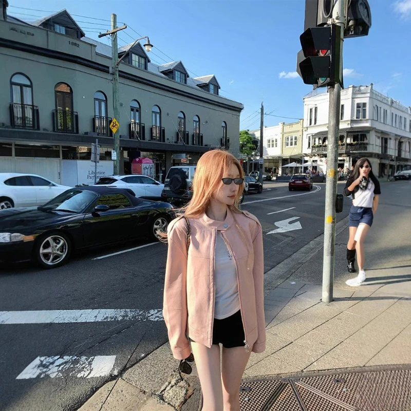 

London Elegant Comfortable Beautiful Fashion Cool, Free Slack Pink alist Quality Leather Jacket Women's Brown Jacket