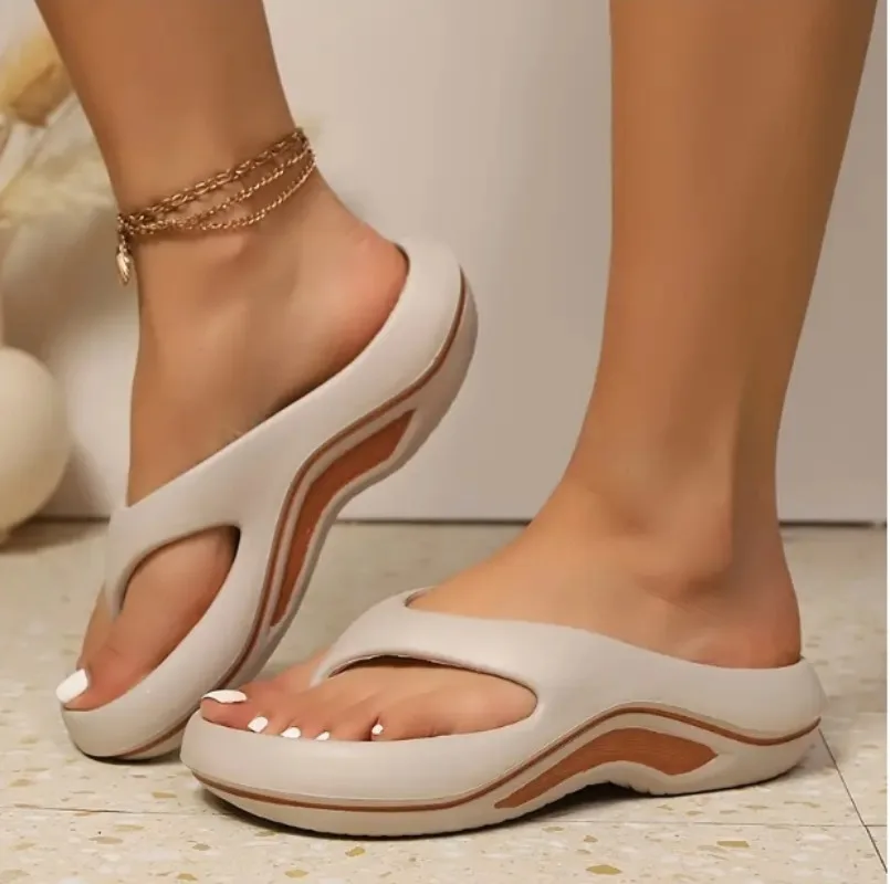 2026 Summer Women's Thick Sole EVA Flip Flops, Non-slip Toe Post Beach Sandals, Comfortable Soft Sole Cloud Slippers view 6