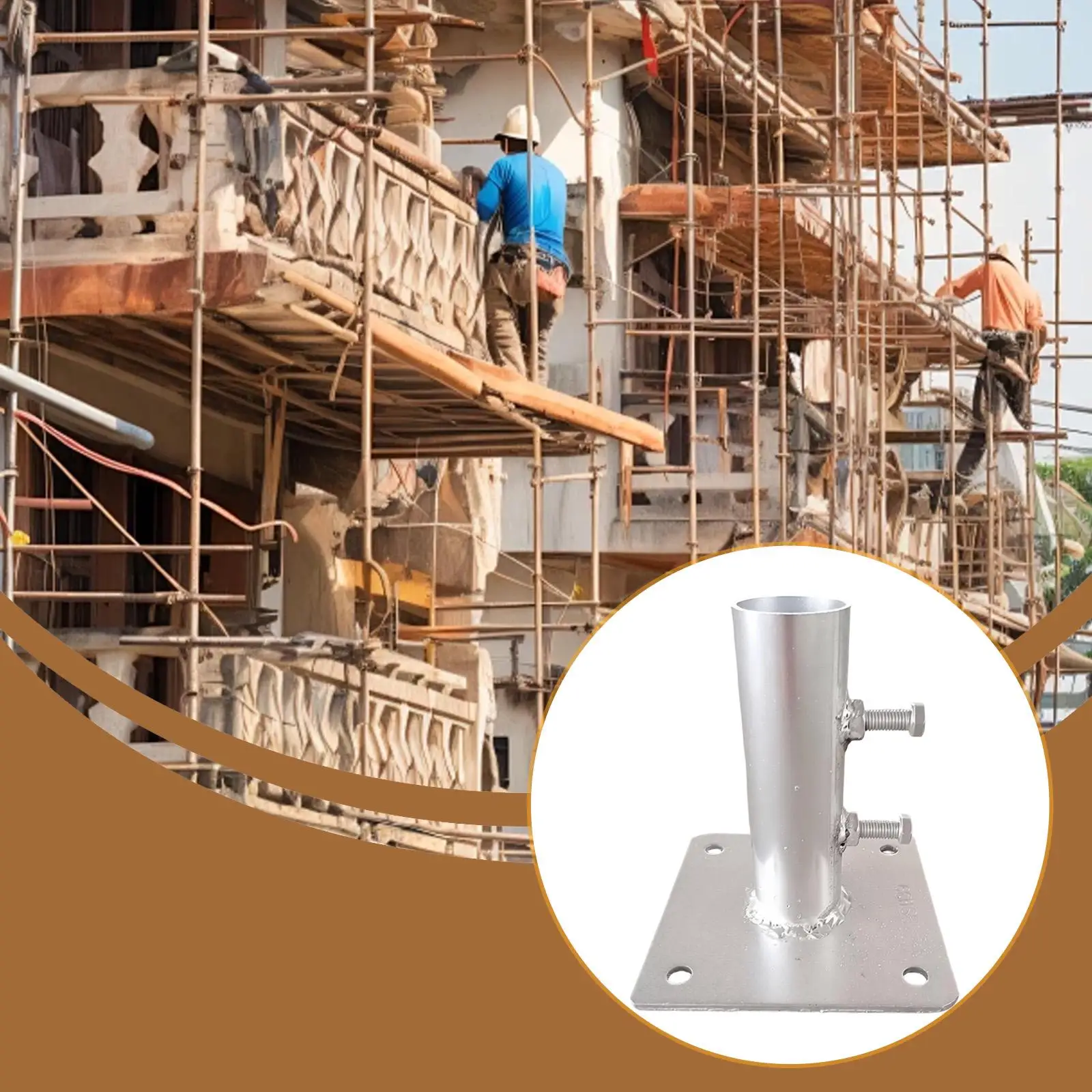 Scaffold Base Plate Simple Installation,Sturdy Structure Spare Parts 15cm x 15cm Zinc Plated Iron for Scaffolding Accessory