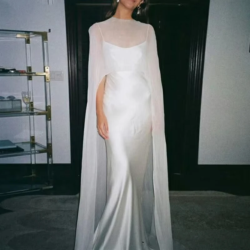 Womens High Low Polka Dot/Solid Color Sheer Cover-ups Summer Holiday O Neck Cape Blouse Female Jacekt Long Party Tops