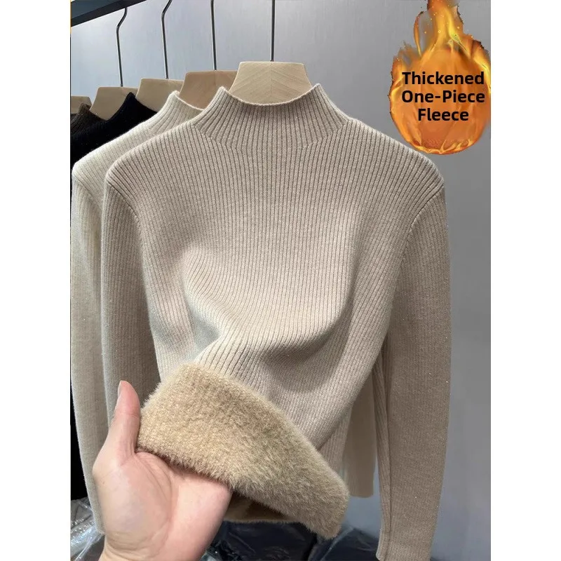 

Women's Fce Lined Thiened f High Collar Knitwear Autumn Winter Warm Base Layer irt Faionable Color Commute ...