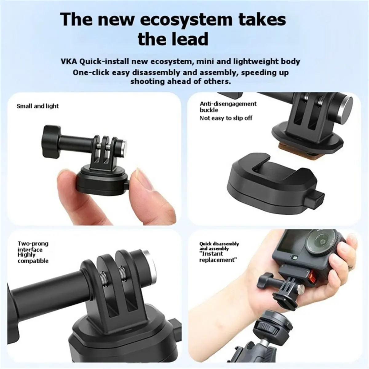 Quick-Mount Dual Claw Mount Base 1-Second Quick Release Anti-Drop Lock for Action Pro Accessories