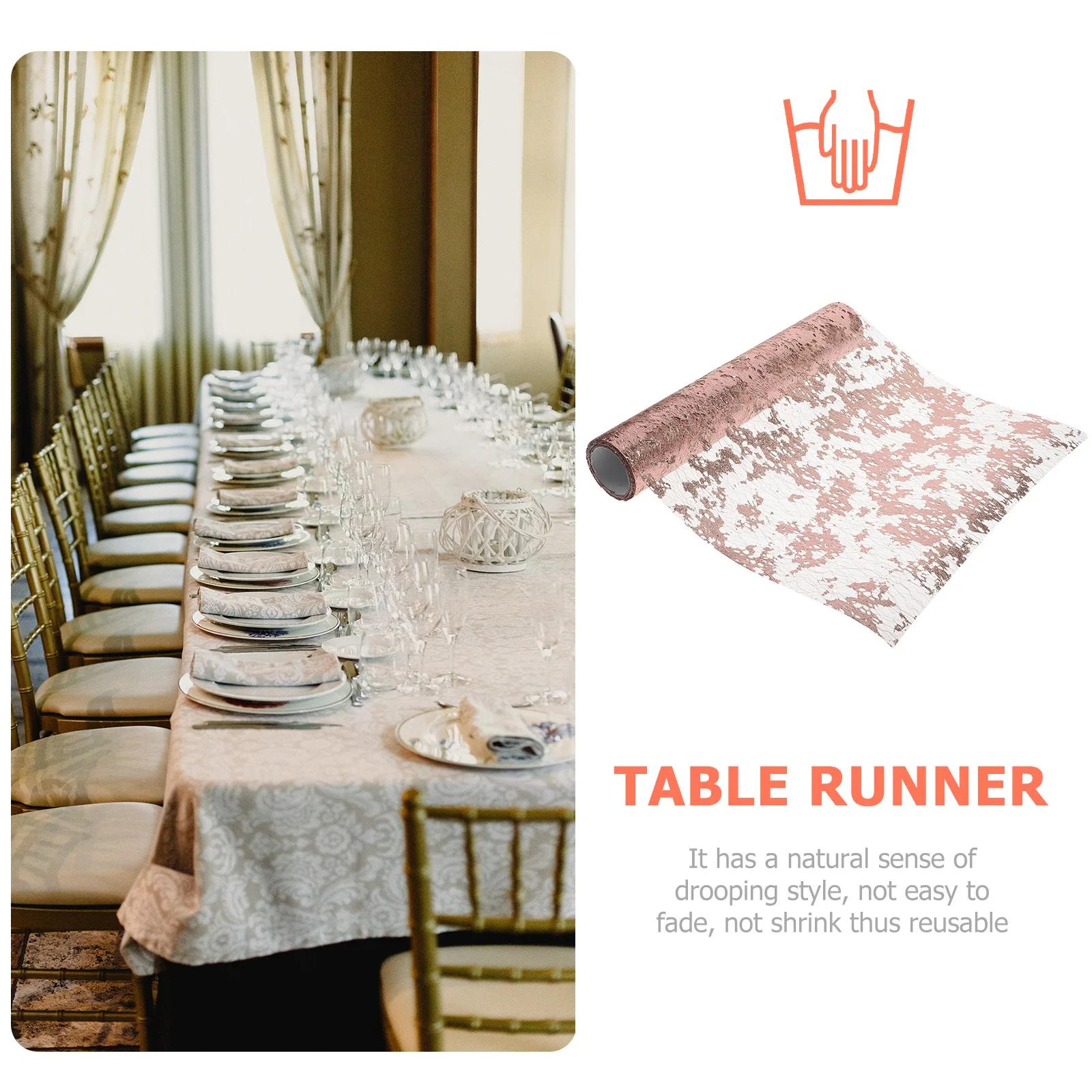 

Polyester Bronzing Table Runner Wedding Dining Tablecloth Floral Wrapping Mesh Reusable Elegant Table Centerpiece Decor