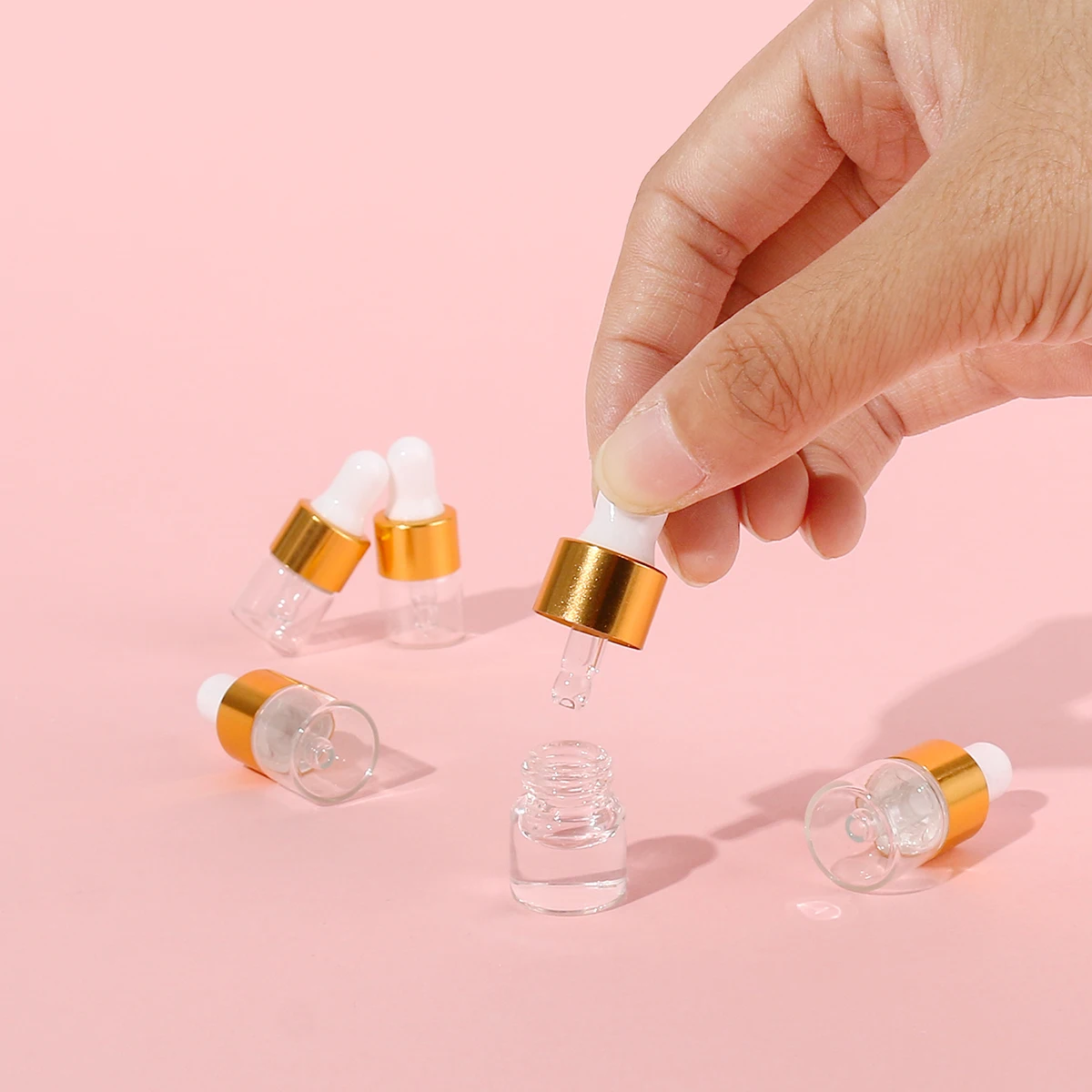 50pcs 1ml Clear Mini Glass Dropper Bottles Small with Glass Eye Dropper for Essential Oils Sample Traveling