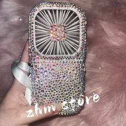 AB Mixed Bling Handmade Rhinestone Summer Folding Hand/Holding Fan for Girls Accessories