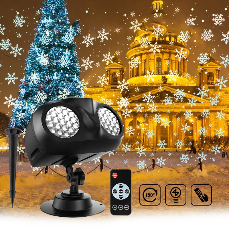 Snowflake Light Snowfall Christmas Projector Outdoor IP65 Moving Snow Garden Laser Projector Lamp for New Year Party Decoration