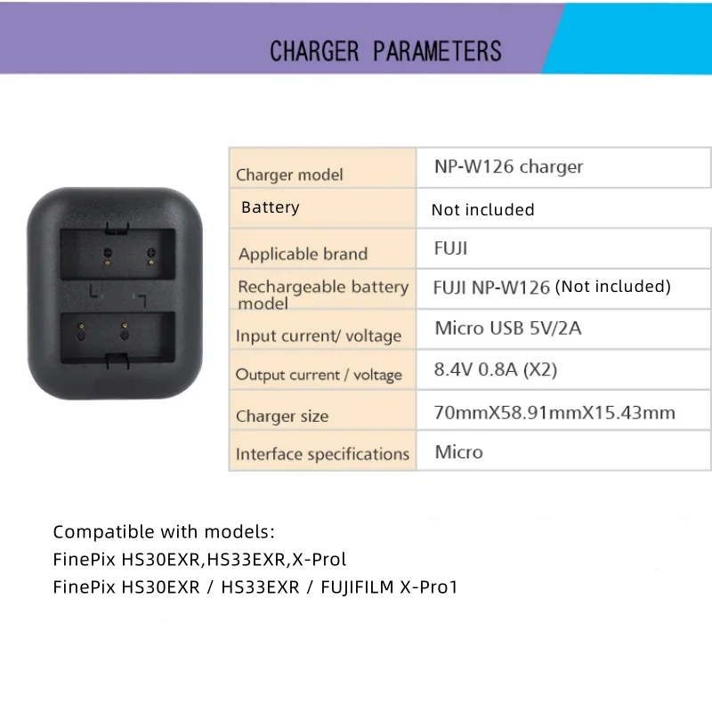 NP-W126 LED USB Dual Charger NP W126 NPW126 per FUJIFILM X100V X-T200 X-T100 X-T3 X-A2 X-A7 X-E2 X-E3 X-H1 accessori per fotocamere