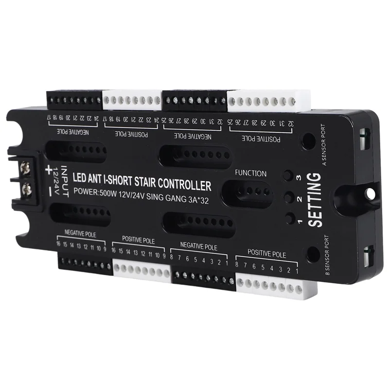 AB45 para escaleras tira Flexible Sensor de movimiento LED interior 32 canales brillo ajustable DC 12V 24V controlador de luz de escalera