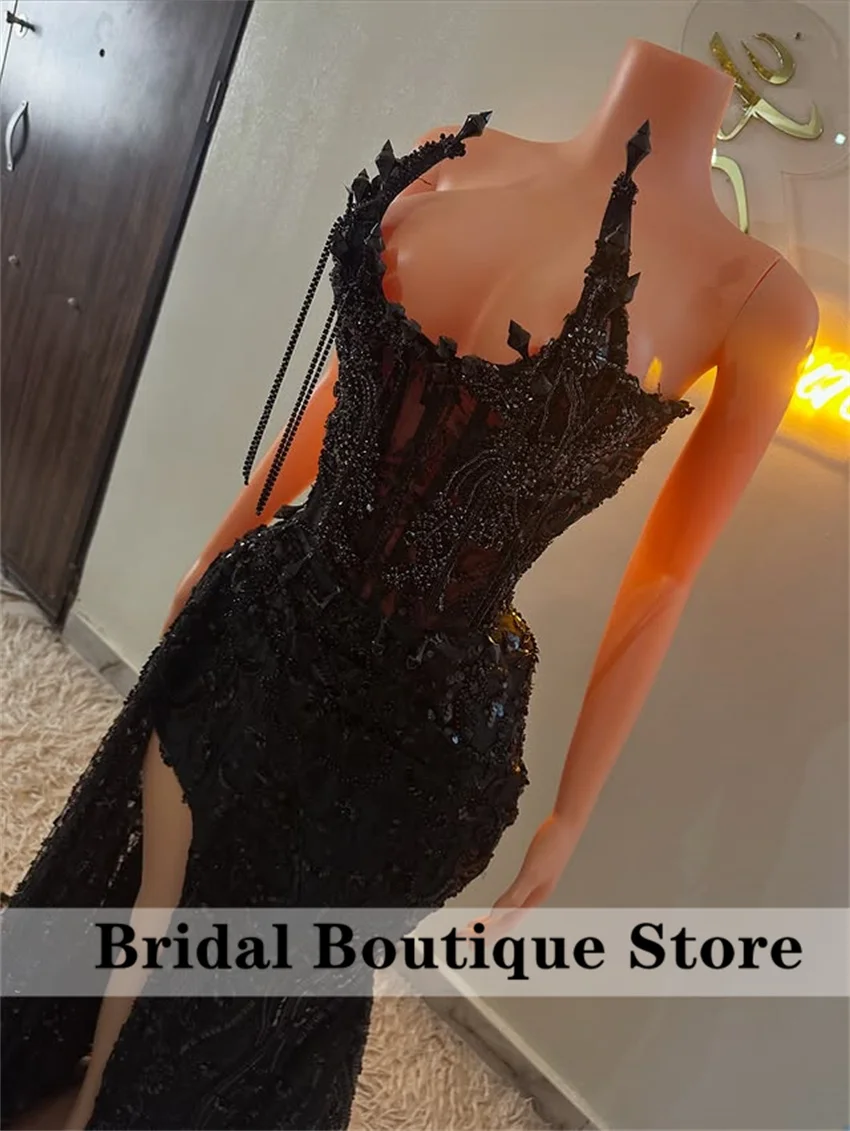 

Black Gems Prom Dresses 2026 Blackgirls Split Mermaid Evening Party Gowns Customized Exuqisite Wedding Reception Party Gown