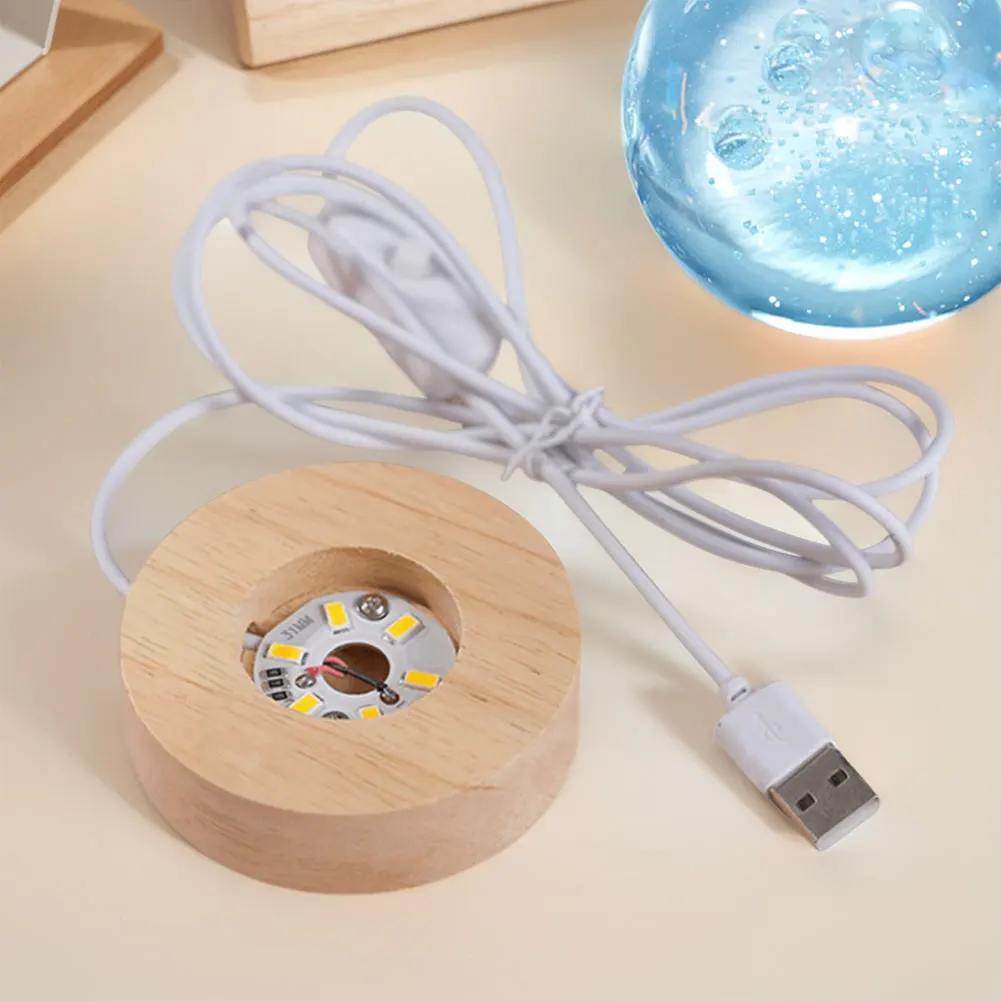 Base per luce in cristallo Supporto per lampada in resina Espositore Base per display illuminata in legno per arte in resina di cristallo