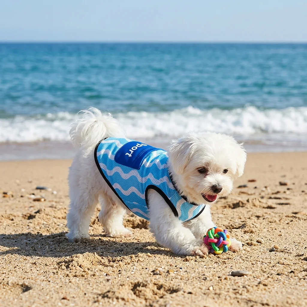 Chaleco malla transpirable para perros y gatos – Estampado ondas azul - imagen 5