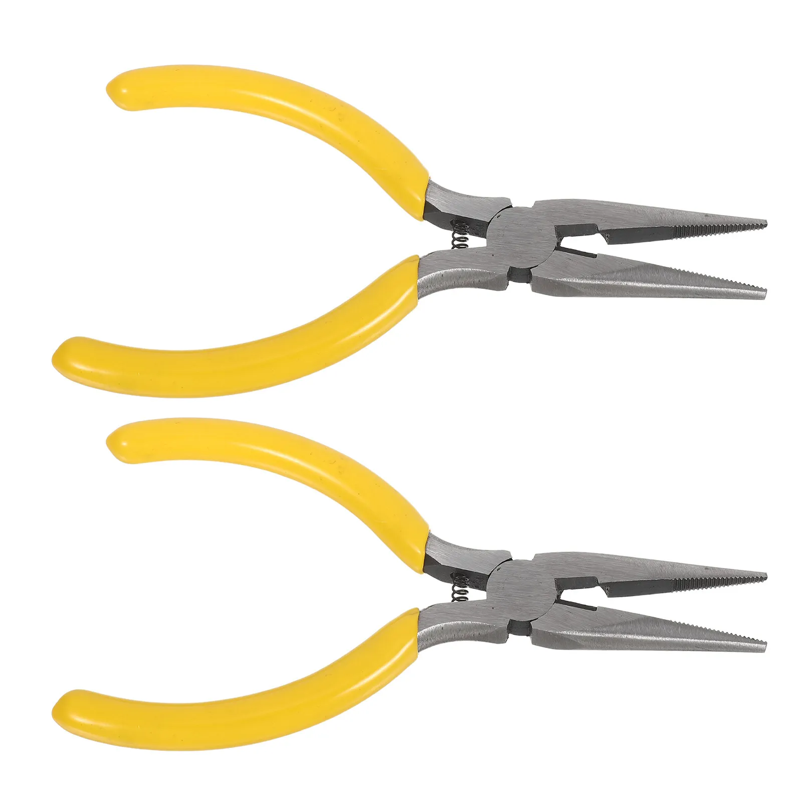 

2Pcs High Carbon Steel Needle Nose Pliers Yellow Handle Serrated Tip Jewelry Making Tool Precision Beading Pliers DIY Jewelry