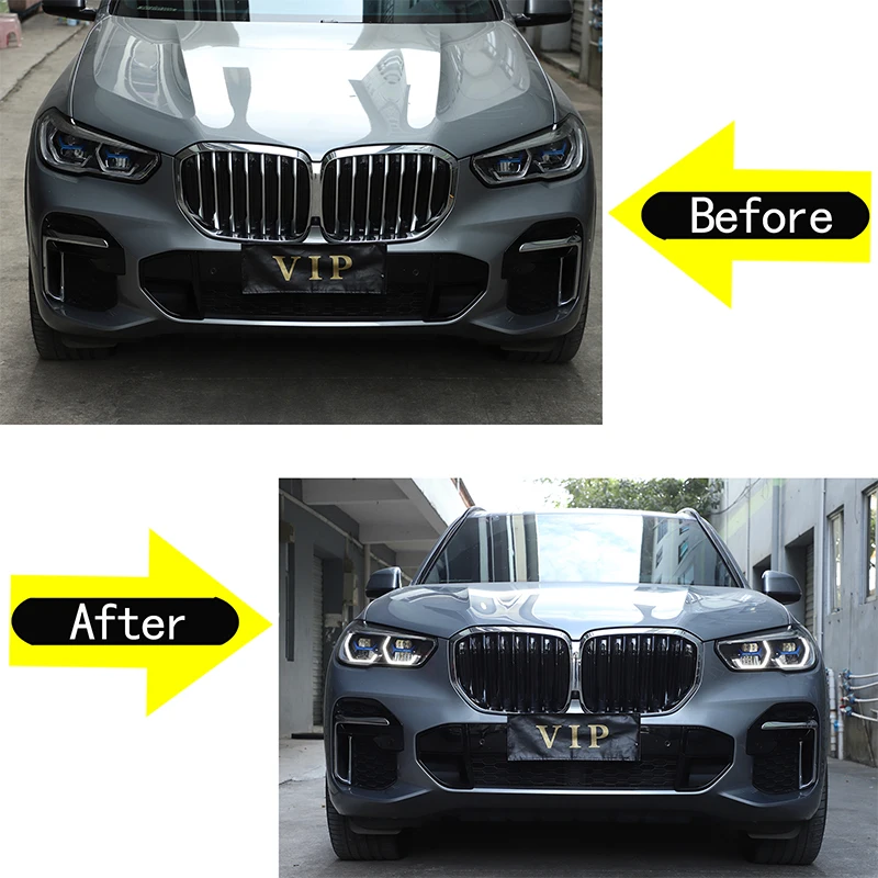 For BMW X5 2019-2022 14Pcs Black ABS Car Grille Trim Strip Mesh Grille Decorative Cover Car External Accessories