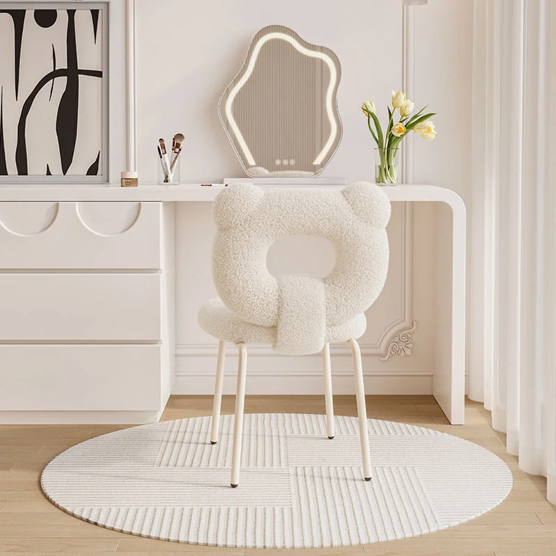 

Cream Style Dressing Stool Ins Bedroom Dormitory Minimalist Cute Single Princess Vanity Stool Modern Fashion Sillas Nordicas