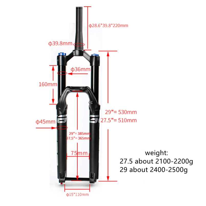 36 LO Mountain Bike Suspension Fork 160mm Travel 27.5 29 Inch XC AM DH Downhill Bicycle MTB Air Fork Boost Thru Axle 15*110mm