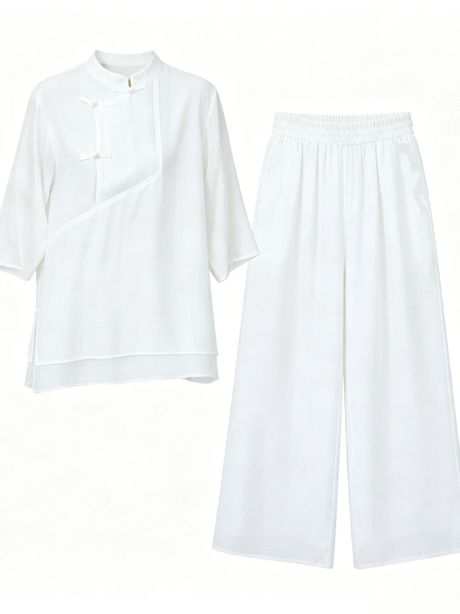 White Cotton Linen Women's Tai Chi Yoga Zen Meditation Practice Suit Female 25-35 Years Old Summer Chinese Style Set