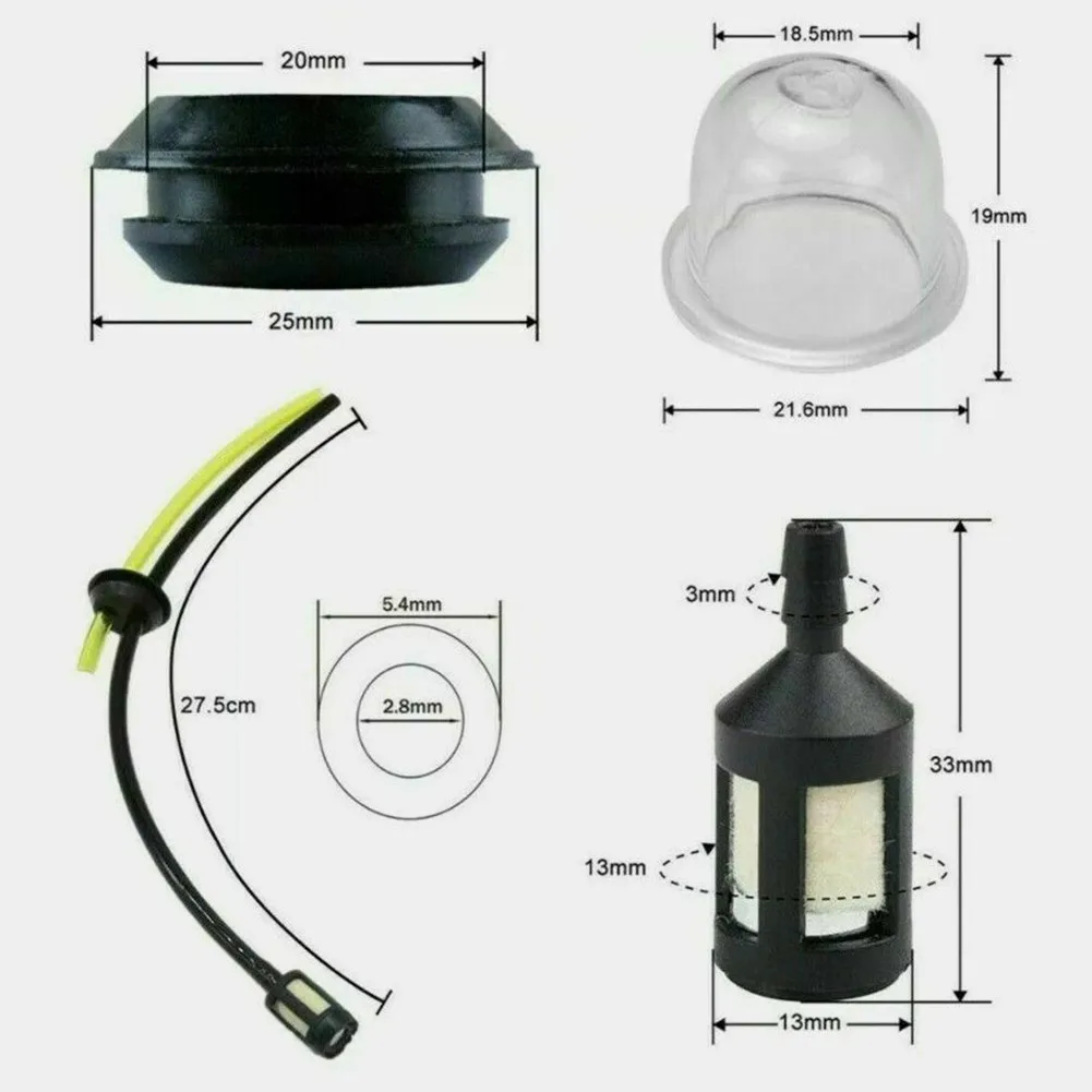 4 pz/set tubo del carburante filtro del tubo Primer serbatoio del carburante Kit di guarnizioni passacavo decespugliatore motosega benzina tosaerba parti di attrezzi da giardinaggio