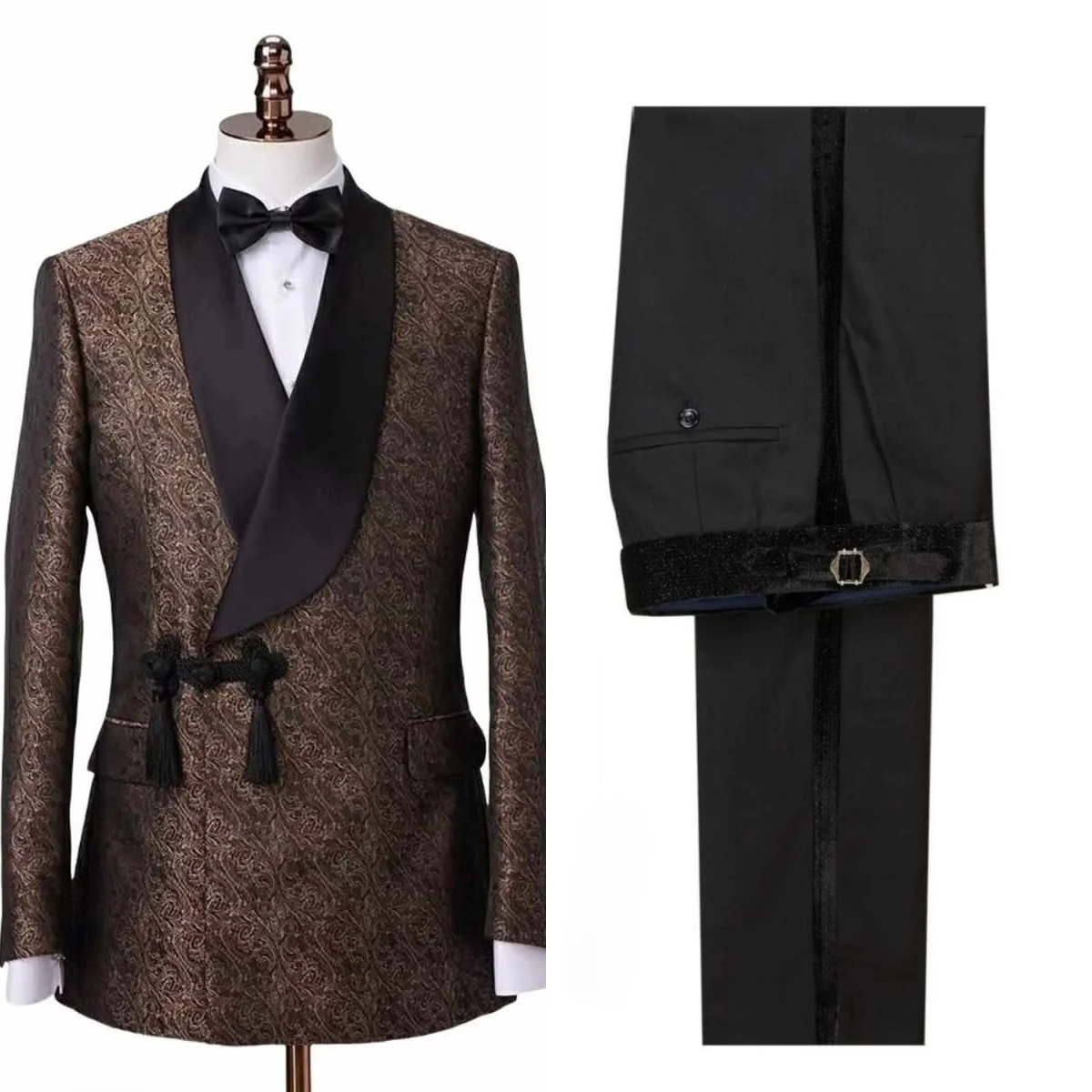 

Stylish Jacquard Men Suits Shawl Lapel 2 Pieces Groom Wedding Tuxedos Classic Fit Formal Occasion Customized Outfits